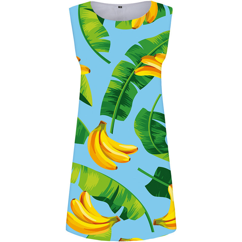 Banana Dress Women Leaves Office Green Ladies Dresses Space Boho Womens Clothing Vintage