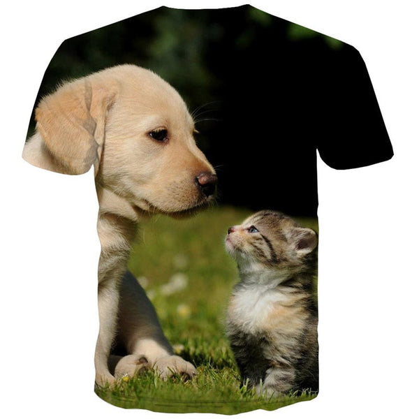 
animal tshirt Funny 3D t shirt docile pets Casual men art costume cat and dog
                