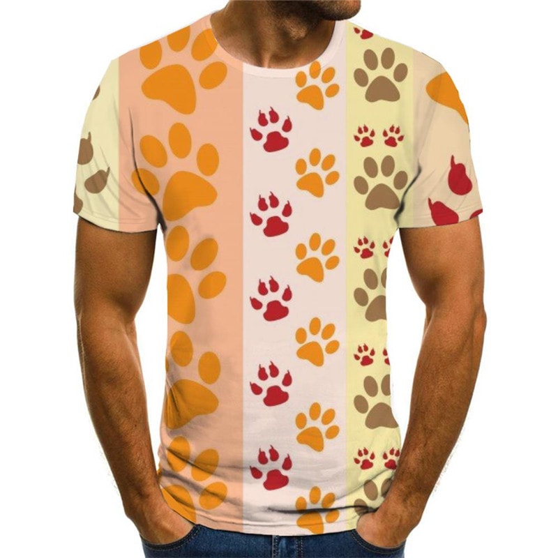 dog paw print t shirts Puppy Cute Pets top tee men art costume Cool big Smart dogs