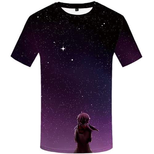 Aurora T shirts Men Cartoon Tshirts Cool Galaxy Space Shirt Print Harajuku Tshirt Printed Beautiful Tshirts Novelty Short Sleeve - KYKU