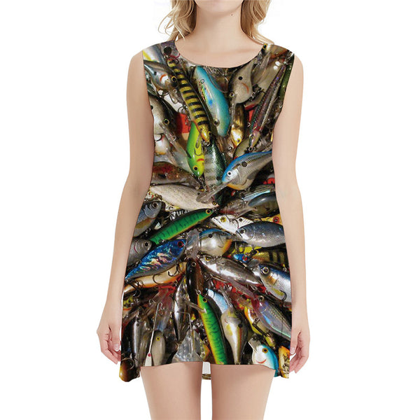 Fish Dress Women Fisherman Beach Animal Tank Tropical Sundress Fishinger 3d Print Womens Clothing Casual