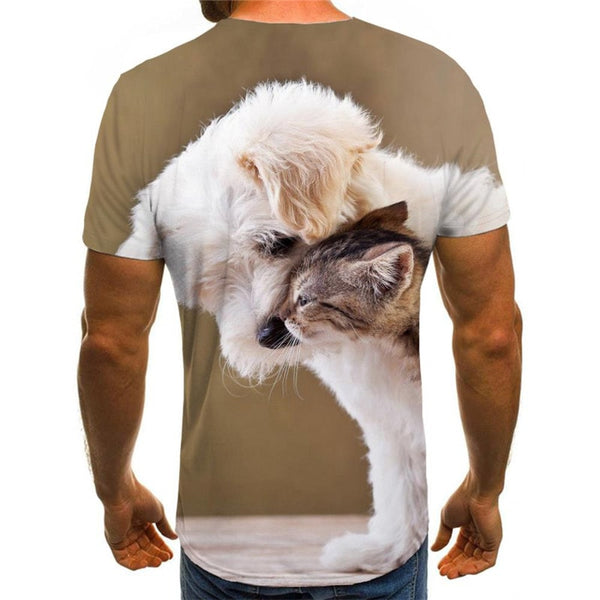 
t shirt animal docile pets Casual Casual cat and dog men art costume
                