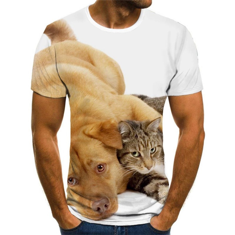 animal shirt Casual shirt 3D docile pets men Cool art costume cat and dog
