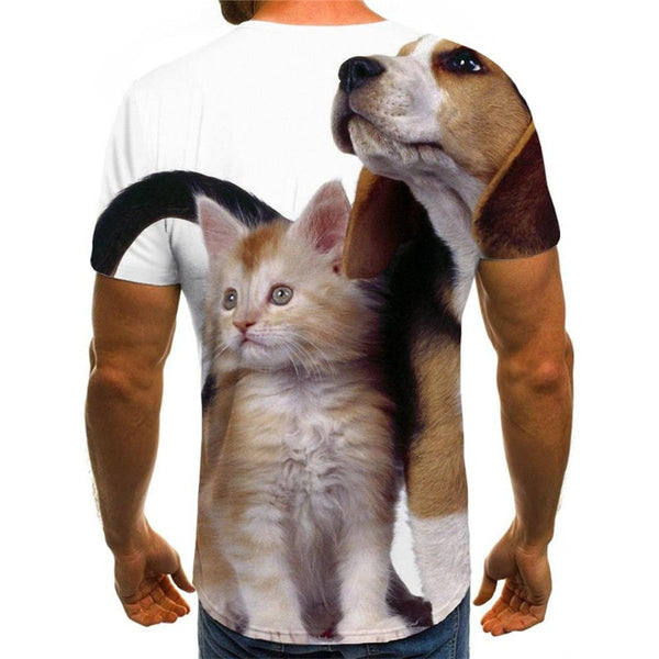 
t shirt animal docile pets Hip hop tshirt 3D Cool cat and dog men art costume
                