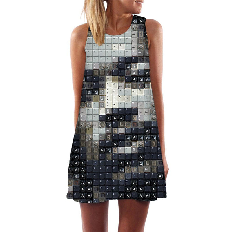 Geometric Dress Women Mechanical Vestido Sexy Psychedelic 3d Print Gothic Ladies Dresses Harajuku Tank Womens Clothing Casual