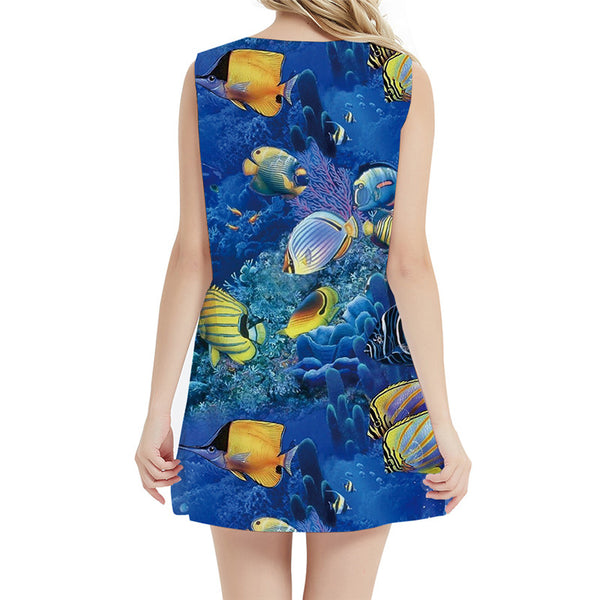 
Fish Dress Women Animal Short Tracksuits Beach Ocean Tank Fishinger Boho Womens Clothing Elegant
                