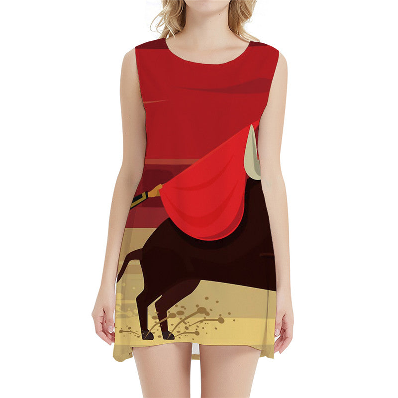 Cattle Dress Women Spain Sundress Animal Ladies Dresses Cartoon 3d Print Gothic Vestido Sexy Womens Clothing Summer