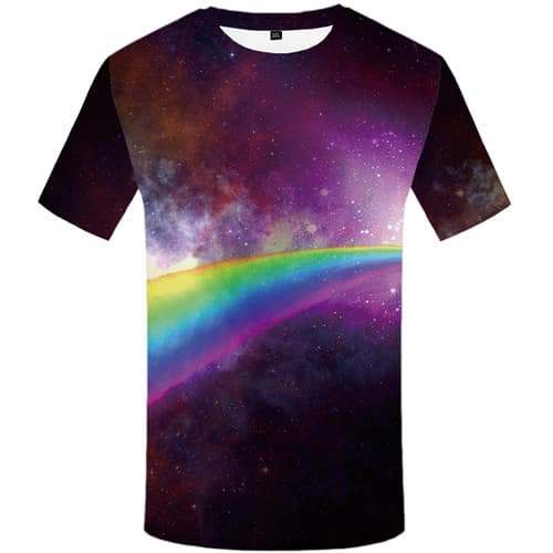 Rainbow T-shirt Men Refraction Tshirt Anime Colorful Shirt Print Galaxy Space T-shirts 3d Nebula Tshirt Printed Short Sleeve - KYKU