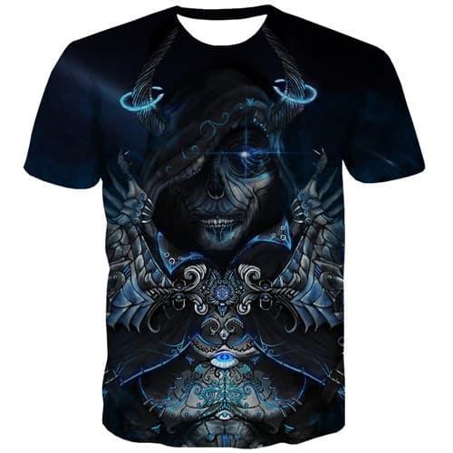 Skull T shirts Men Military Tshirts Casual Terror Tshirts Novelty Gothic Shirt Print Punk Rock T shirts Funny Short Sleeve - KYKU