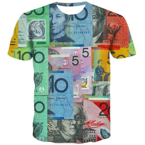 Australian Dollar T shirts Men Money Shirt Print Australia Tshirts Casual Colorful Tshirts Novelty Abstract Tshirt Anime - KYKU