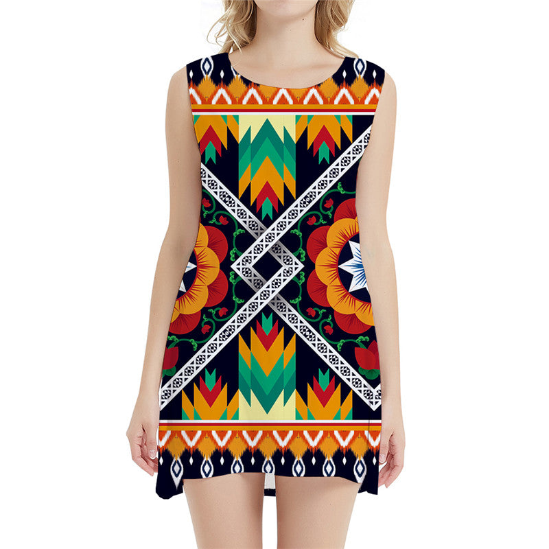 Flower Dress Women Geometric Tank Cartoon Boho Vintage Sexy Colorful Office Womens Clothing Tassel