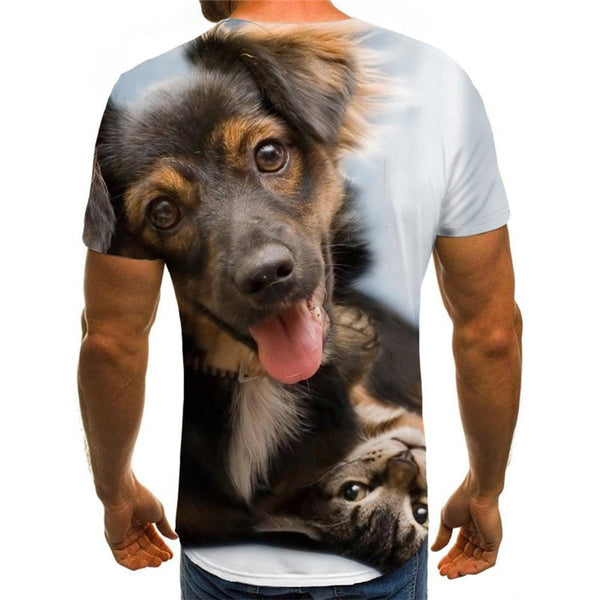 
animal shirt Print clothes docile pets art costume Cool cat and dog men
                