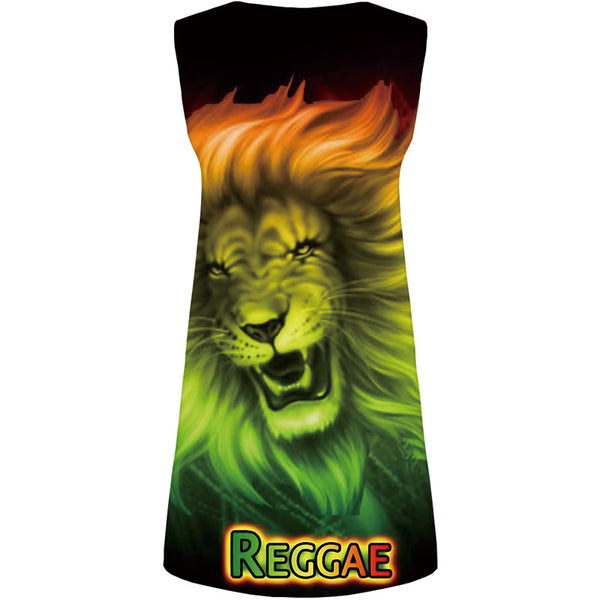 Lion Dress Women Animal 3d Print Colorful Halter Sleeveless Gothic Ladies Dresses Cartoon Vestido Sexy Womens Clothing Plus Size