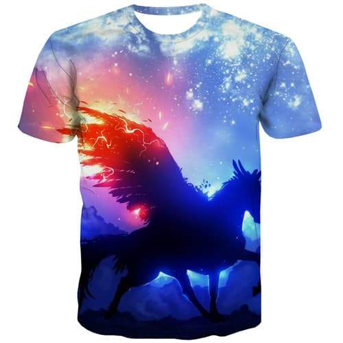 Galaxy T-shirt Men Animal Tshirt Printed Flame T-shirts Graphic Harajuku T-shirts 3d Space Tshirt Anime Short Sleeve T shirts - KYKU