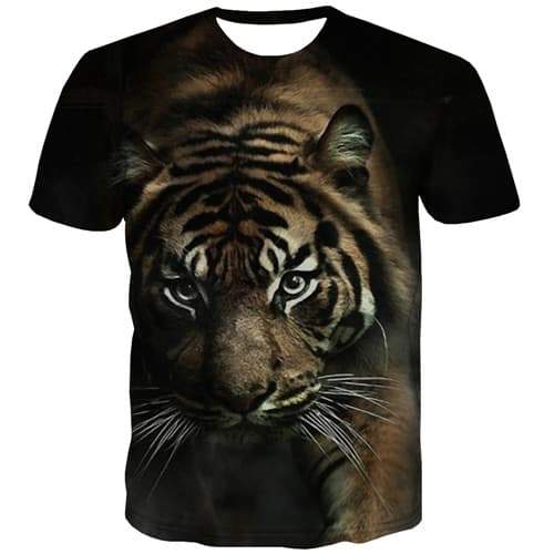 Animal T-shirt Men Tiger T-shirts 3d Black T shirts Funny Harajuku Tshirts Novelty Gothic Tshirts Cool Short Sleeve T shirts - KYKU