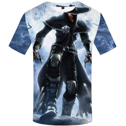 Gun T-shirt Men Moon Shirt Print Cartoon Tshirts Cool Game Tshirt Anime Metal T shirts Funny Short Sleeve Hip hop Unisex Tops - KYKU