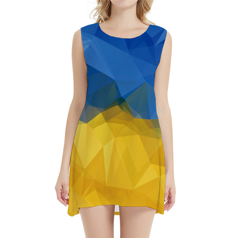 Geometric Dresses Women Union Flag Halter Sleeveless Ukraine Ladies Dresses Harajuku Bodycon Dress Gothic 3d Print