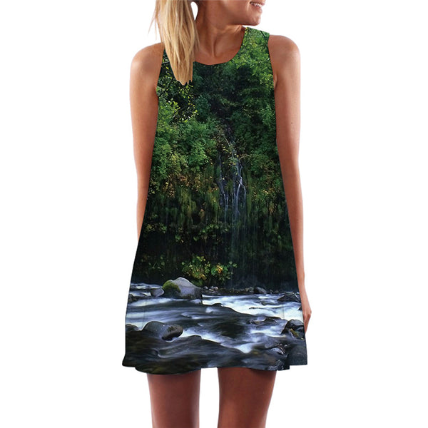 Forest Dress Women Fish Ladies Dresses Green Vestido Sexy Tree Korean Style Harajuku Office Womens Clothing Casual