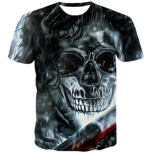 Skull T-shirt Men Military Tshirts Casual Graffiti Tshirts Cool Punk Rock Tshirt Printed Metal Tshirts Novelty Short Sleeve - KYKU