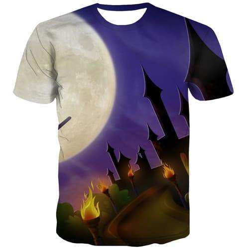 Moon T shirts Men Witch Shirt Print Halloween Tshirts Cool Cosplay T shirts Funny Funny Tshirt Printed Short Sleeve Hip hop - KYKU