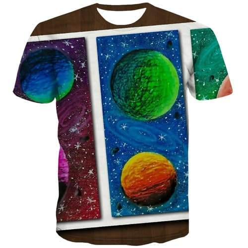 Galaxy Space T shirts Men Cartoon T shirts Funny Psychedelic Tshirts Cool Colorful Tshirt Anime Harajuku Shirt Print - KYKU