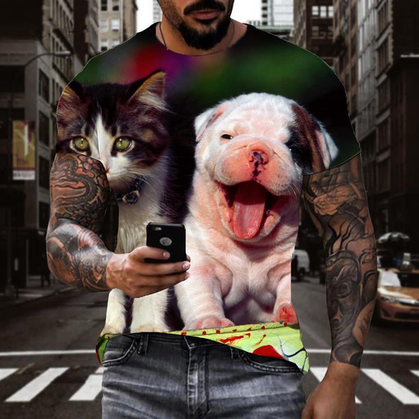 
animal shirtHip hop tshirt 3D docile petsart costume Casual cat and dog men
                