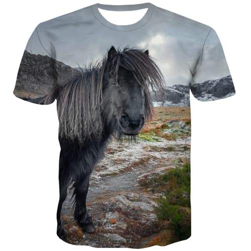 Animal T shirts Men Horse Tshirts Cool Landscape Tshirt Printed Funny Tshirts Casual Leisure T shirts Funny Short Sleeve - KYKU