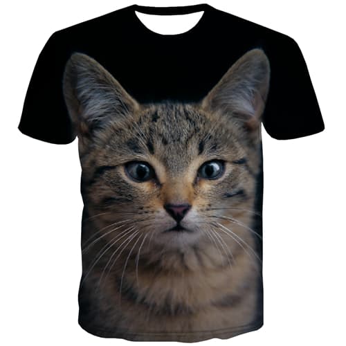 Cat T shirts Men Animal Tshirt Printed Lovely T shirts Funny Harajuku Tshirts Novelty Cartoon T-shirts Graphic Short Sleeve - KYKU
