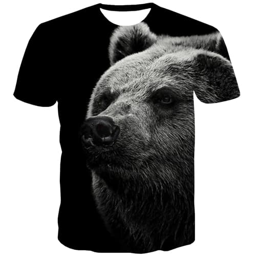Bear T-shirt Men Russia Shirt Print Funny Tshirts Casual Black Tshirts Cool Harajuku T shirts Funny Short Sleeve Full Print - KYKU
