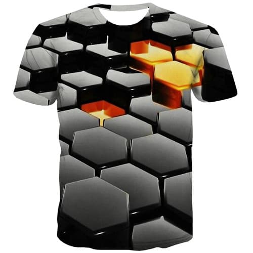 Psychedelic T shirts Men Geometric T-shirts Graphic Square Tshirts Novelty Black Tshirts Cool Harajuku Shirt Print Short Sleeve - KYKU