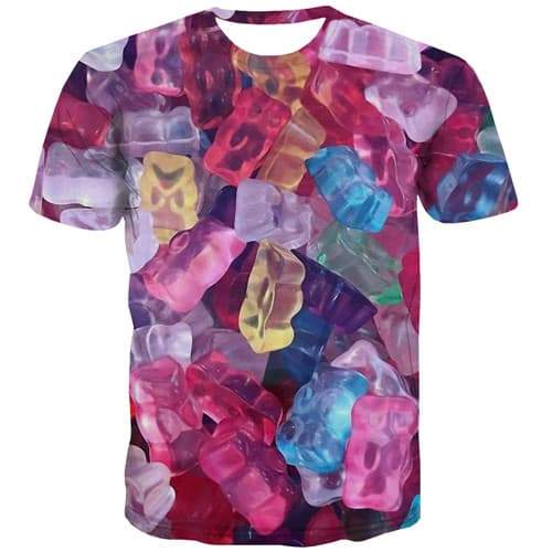 Candy T-shirt Men Food T-shirts Graphic Colorful Tshirt Printed Harajuku Tshirts Casual Short Sleeve Fashion Men women Tee Slim - KYKU