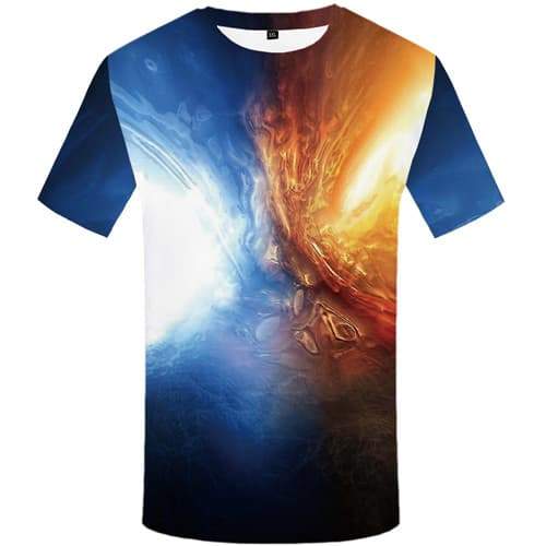 Flame T-shirt Men Yinyang Tshirts Cool Space T-shirts 3d Gothic Tshirts Novelty Abstract Tshirts Casual Short Sleeve Hip hop - KYKU
