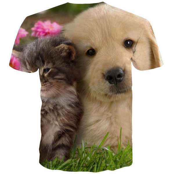
shirt animal docile pets Cool Casual art costume men cat and dog
                