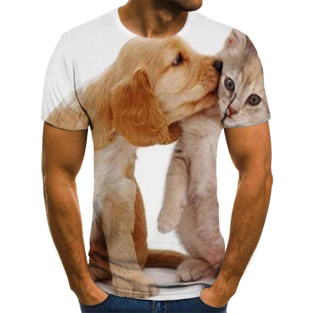 animal shirtFunny 3D t shirt docile petsCool art costume cat and dog men