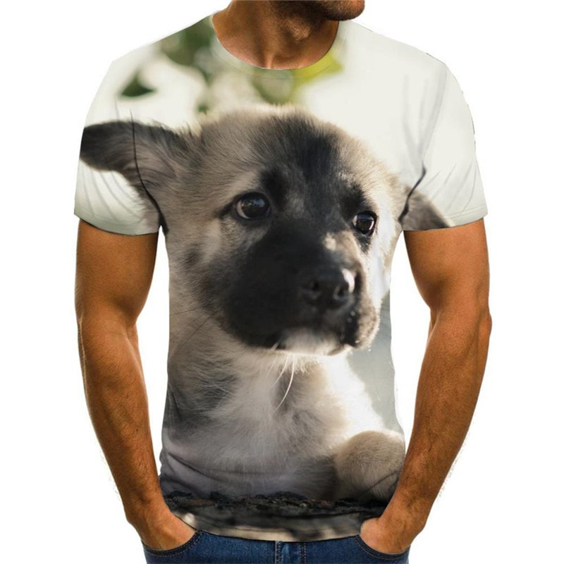 shirt dog Puppy Cute animal Novelty 3D shirt Cool art costume male big Smart dogs