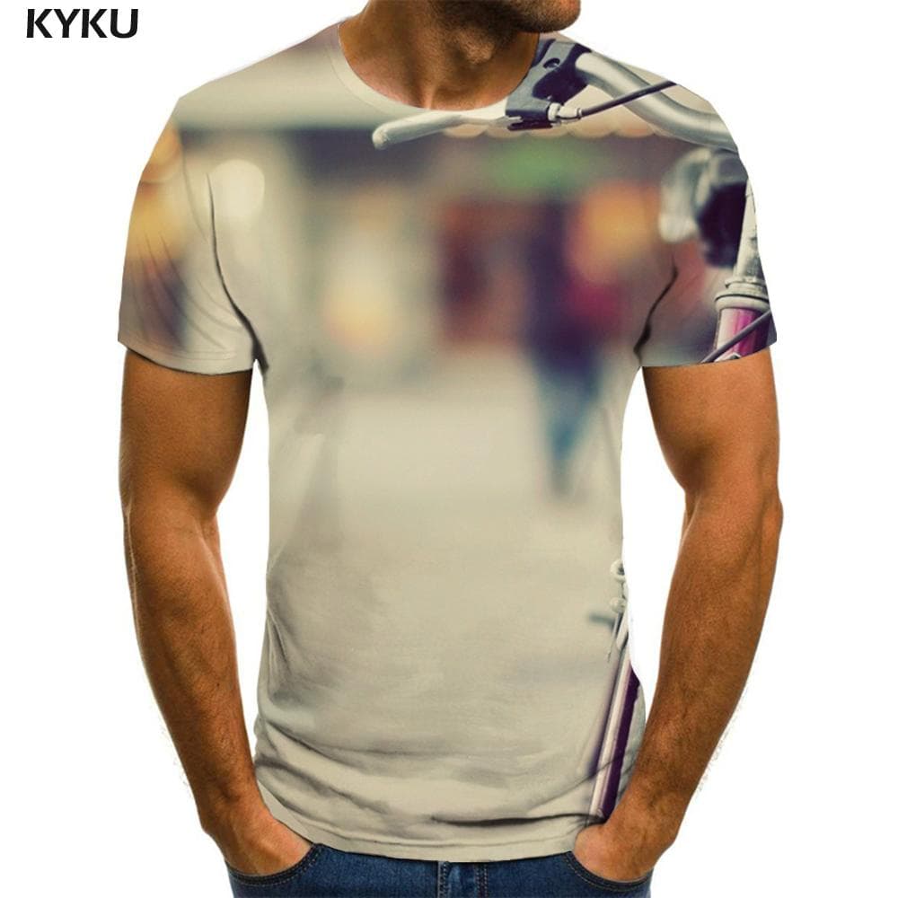 Bicycle T shirt Men Street Tshirts Casual Art Funny T shirts Mens Clothing