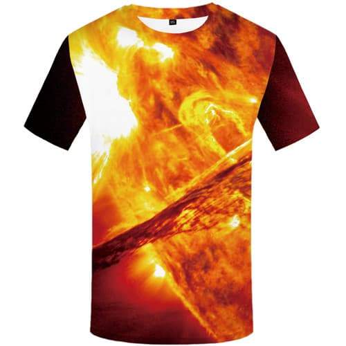 Galaxy T-shirt Men Fire T-shirts 3d War Tshirt Anime Flame T shirts Funny Space T-shirts Graphic Short Sleeve Punk Rock Mens - KYKU