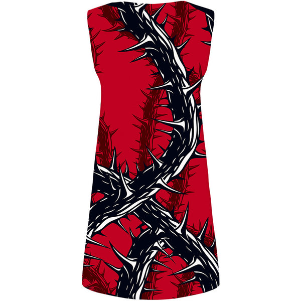 
Red Dress Women Branch 3d Print Thorn Party Gothic Korean Style Womens Clothing Summer
                