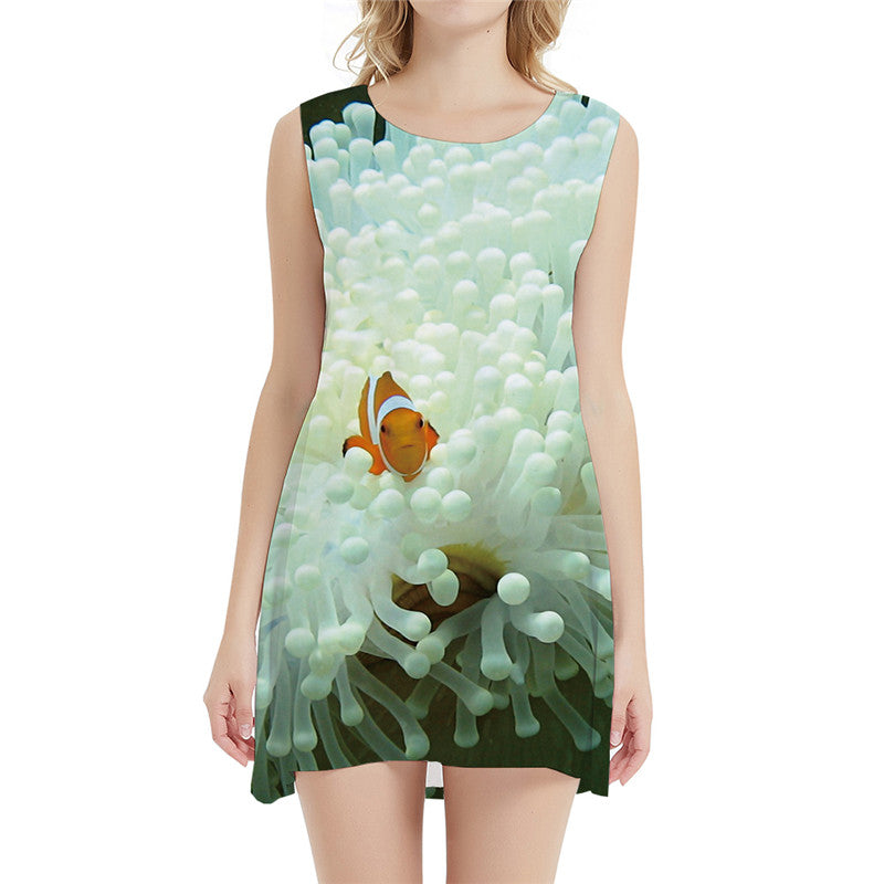 Fish Dress Women Fishinger Sundress Animal Tank Tropical Short White Sexy Womens Clothing Vintage