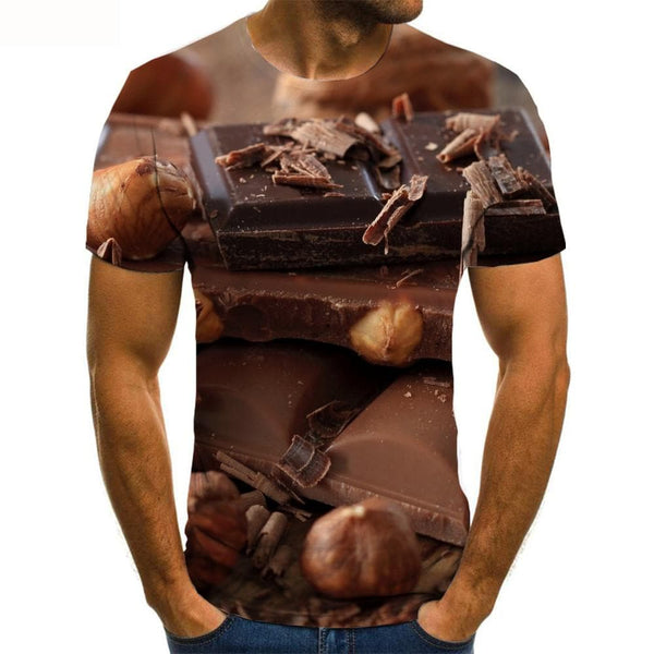 Food T-shirt Men Chocolate T-shirts 3d Art Tshirt Printed Short Sleeve summer