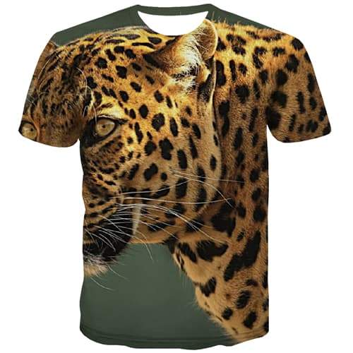 Animal T shirts Men Cheetah Tshirts Novelty Leopard Print T shirts Funny Hip Hop T-shirts Graphic Street Tshirts Cool - KYKU