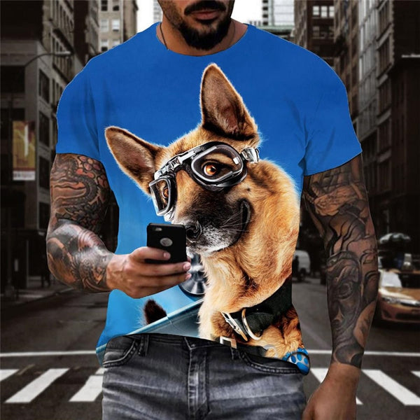 
animal tshirt docile pets tee top art costume men Cool cat and dog
                