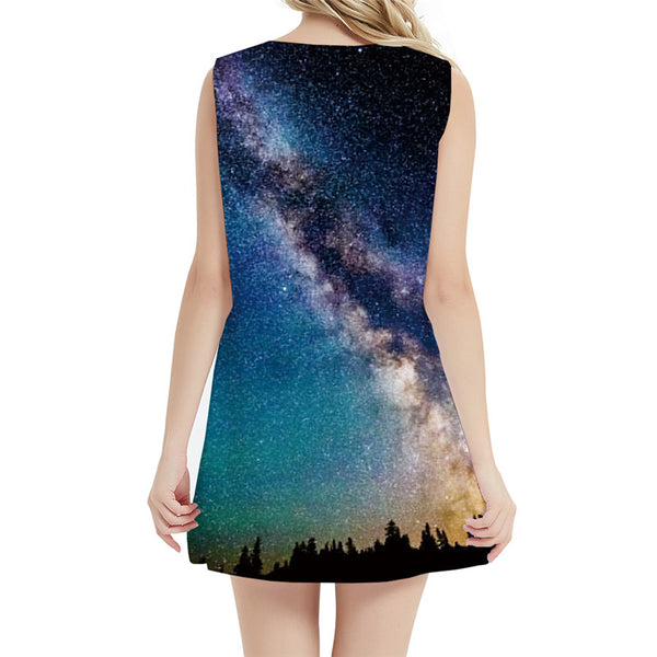 
Galaxy Dress Women Nebula Short Forest Sexy Space Beach Colorful Sundress Womens Clothing Tassel
                