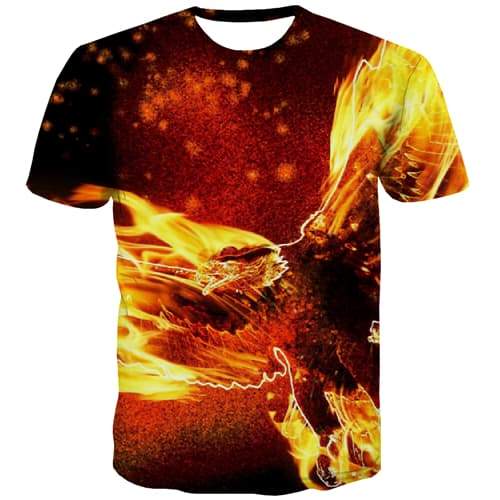 Flame T-shirt Men Bird Tshirt Printed War Shirt Print Funny Tshirts Cool Harajuku Tshirts Casual Short Sleeve T shirts Mens Tee - KYKU