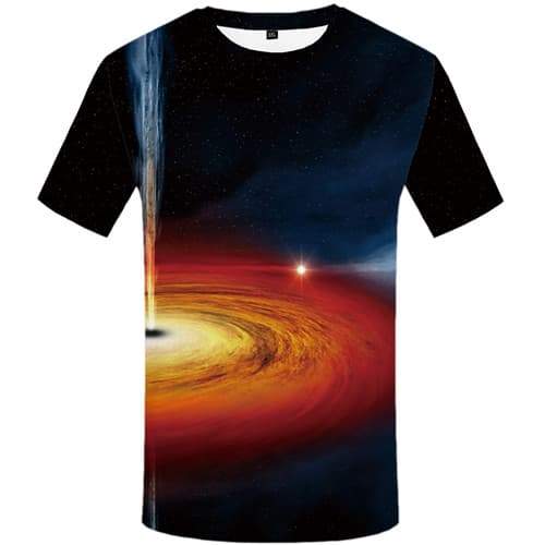 Galaxy Space T shirts Men Black Hole Tshirt Printed Lightning Tshirts Novelty Psychedelic Tshirts Cool Gothic T shirts Funny - KYKU