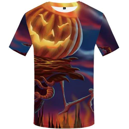 Halloween T shirts Men Pumpkin T-shirts 3d Cosplay T shirts Funny Psychedelic Tshirts Cool Gothic Tshirts Casual Short Sleeve - KYKU