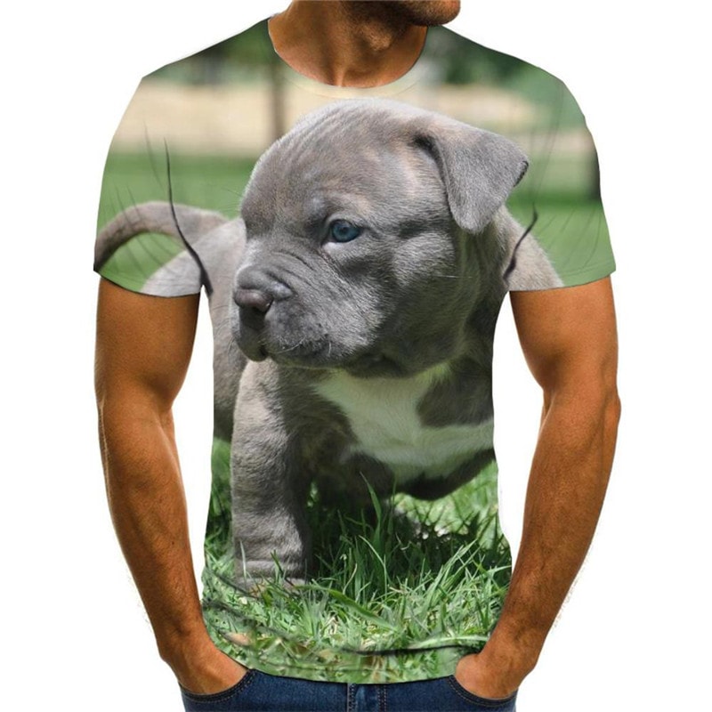 tshirts dog t shirt 3D Puppy Cute animal art costume male big Smart dogs Cool