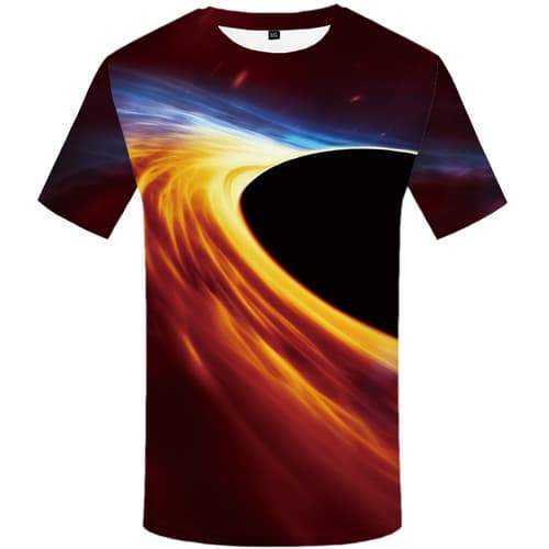 Galaxy T-shirt Men Space Shirt Print Black Hole Tshirts Cool Flame Tshirts Novelty Psychedelic T-shirts Graphic Short Sleeve - KYKU