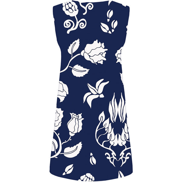 
Flower Dress Women Blue Ladies Dresses Leaf 3d Print Retro Sexy Womens Clothing Elegant
                