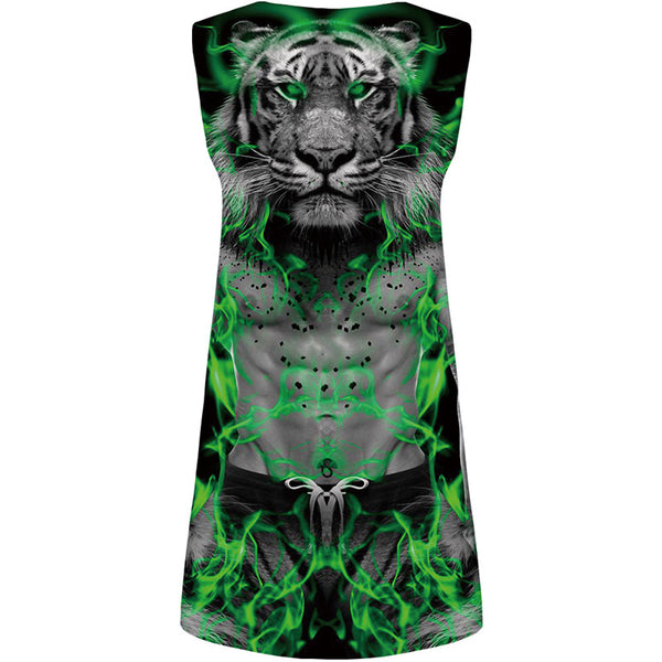 Tiger Dress Women Animal Ladies Dresses Muscle Sexy Cosplay Vestido Sexy Gothic Tank Womens Clothing Casual